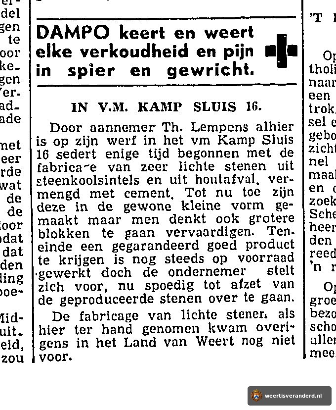 Krantenbericht over de start van steenfabriek Lempens