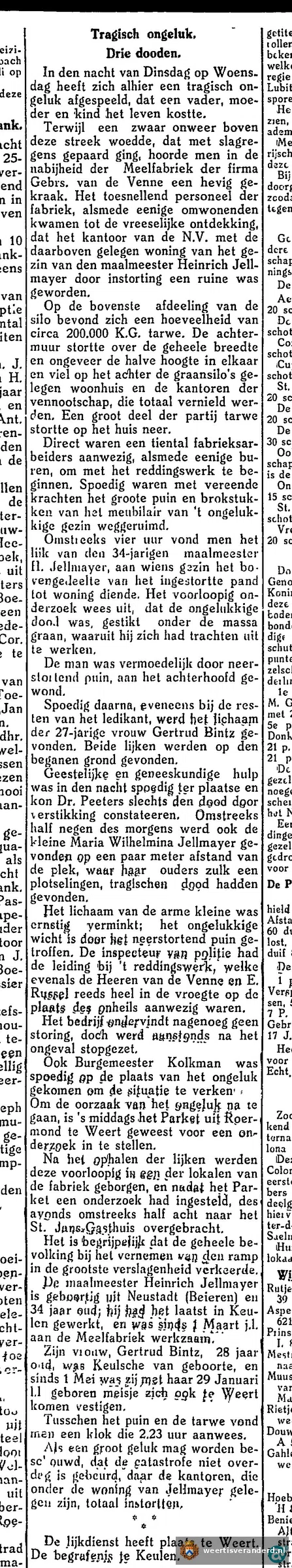 Drie doden meelfabriek Gebr. van de Venne